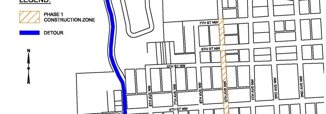 5th Avenue NW Detour Map